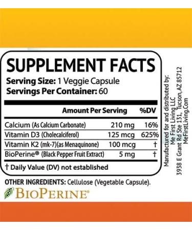 Premium Vitamin K2 (MK7) with D3 Supplement for Bone and Heart Health - Non-GMO Formula - 125mcg Vitamin D3 & 100mcg Vitamin K2 MK-7 - Easy to Swallow - Calcium Support - Buy Online on GoSupps.com
