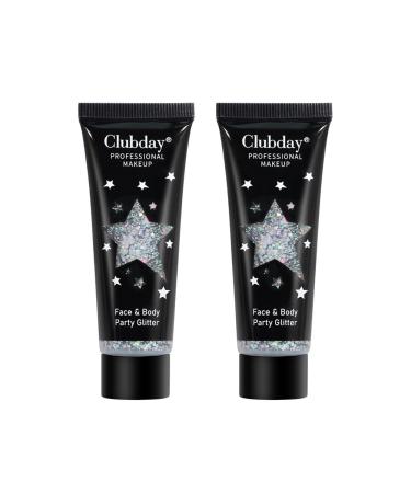2 Pack Glitter Gel Sequin Chunky Glitter Face Hair Nail Lip Shimmer Glitter Gel Eyeshadow Liquid Eye Shadow Lasting Sparkling Lotion Glitter for Festival Birthday Makeup Party Type 5