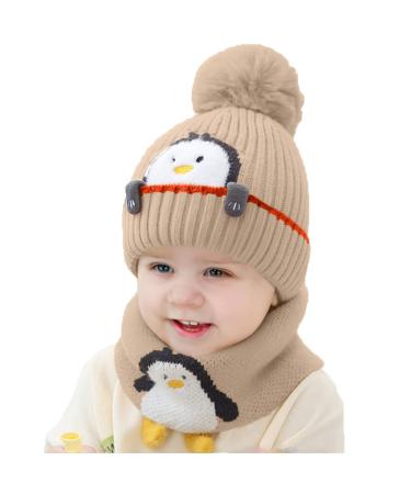 Rayson Baby Winter Warm Hat Kids Knit Scarf Beanie Hat Set Scarves Fleece Lining Loop Scarves for Kids Toddler Beanie Hat Scarf Set Outdoor Sport One Size Coffee