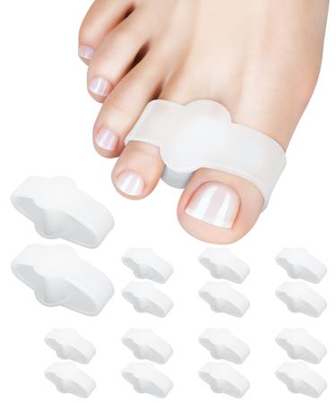 Golbylicc 8 Pairs Bunion Corrector Toe Separators for Women Men Gel Toe Spacers with 2 Loops for feet Big Toe Overlapping Toes (White)