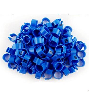 freen-p 100pcs/lot Color Birds Numbered Birds Duck Chicken Leg Bands 14mm Chicken Rings (Blue)