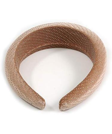 Retro Thicken Padded Velvet Glitter Wide Chunky Hair Band/Headband/Alice Band in Mink Colour - Buy Online on GoSupps.com