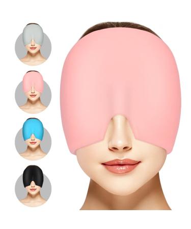 ACWOO Migraine Relief Cap Reusable Cold Hot Therapy Migraine and Headache Relief Cap Single-Sided Gel Ice Hot Head Wrap for Chronic Migraine Tension Headache Sinus Stress Puffy Eyes (Pink)
