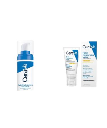 CeraVe CeraVe: Moisturizing Face Cream SPF50 UVA/UVB Protection for Normal to Dry Skin (52ml) + Hyaluronic Acid Hydrating Serum - All Skin Types (30ml)