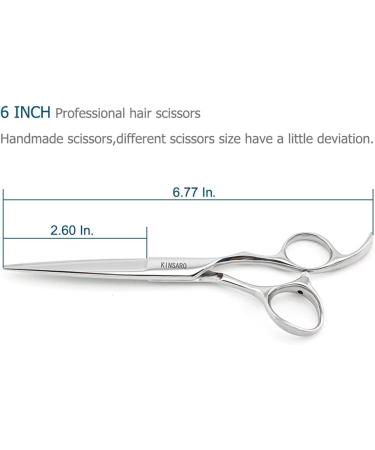 Kinsaro 6 Professional Hair Shears - Silvery Barber Scissors with Convex Edge 440C for Precision Hair Cutting - Buy Online on GoSupps.com
