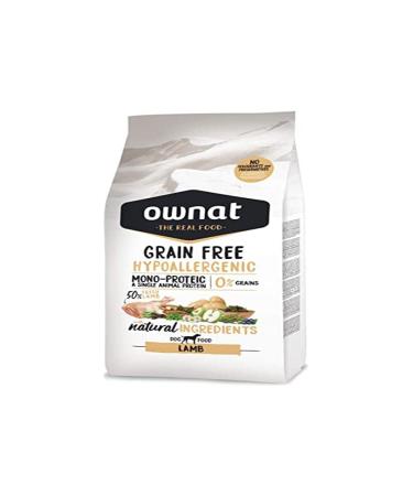 Ownat Hypoallergenic Grain Free Lamb Dog Food (3 kg) for Dogs with natural ingredients without preservatives or colorants, Food Rich in Protein.