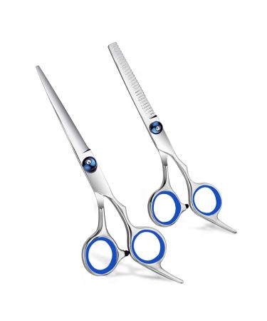 Hair Scissors Owlbbabies Professional Hair Cutting Kit Includes Straight Scissors and Thinning Shears for Men Women Kids Stainless Steel Hair Styling Cutting Shears Set for Barber Salon and Home