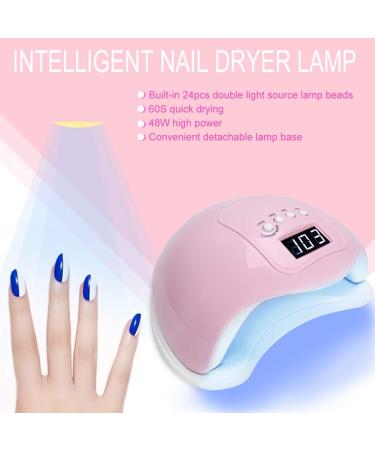 48W UV LED Nail Lamp for Gel Nails Polish | Professional Salon Curing Light with 4 Timer Settings and Sensor | Pink - Buy Online on GoSupps.com