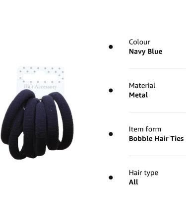 Set of 6 Navy Blue Soft Jersey Hair Elastics Bobbles Bands - 6 Count Pack - Buy Online on GoSupps.com