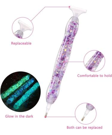 14pcs Diamond Painting Art Drill Pen Set - Luminous 5D Point Drill Pen Tools with Wax & Storage Box - Purple Resin Cross Stitch Diamond Rhinestone Beads Picker for DIY Nail Art & Embroidery Decoration - Buy Online on GoSupps.com