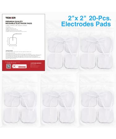 TENKER TENS Unit Replacement Pads 2x2 - 20PCS Latex-Free Electrode Patches for Muscle Stimulator - Self-Adhesive & Reusable Stim Pads - Buy Online on GoSupps.com