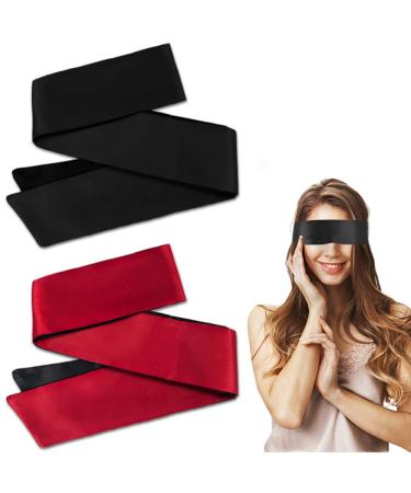 2pcs Silk Satin Blindfold for Women Eye Mask Soft Sleep Mask Adjustable Eye Cover Travel Nap Night Sleep Valentine's Day Gift Christmas Comfortable Sleeping Blind Fold 155cm / 62in
