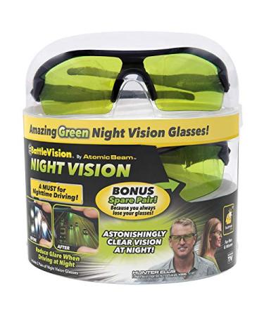 Battlevision Polarized Sport Vision Glasses for Driving at Night Protect Eyes from Blinding Headlight Glare, Green Lenses, 6 in