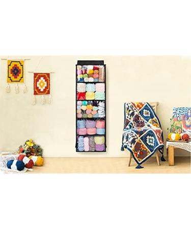 Hanging Yarn Storage Organizer with 5 Compartments - Large Clear Wall Display for Bulky Yarn, Needles, and Hooks (Black) - Buy Online on GoSupps.com