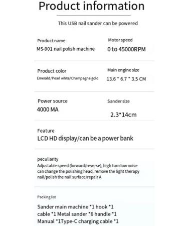 JNJOOD Electric Nail Drill for Acrylic Gel Nails Manicure Pedicure Polishing Shape Tools for Home Salon Use C - Buy Online on GoSupps.com