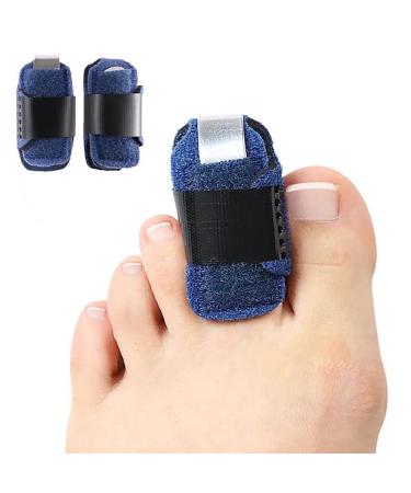 Toe Splint (2 pcs) Toe Straightener for Hammer Toe Bent Toe Claw Toe Crooked Toe Curled Toe Toe Brace Broken Toe Splint Hammer Toe Corrector Toe Wrap to Align and Support Toe (Blue)