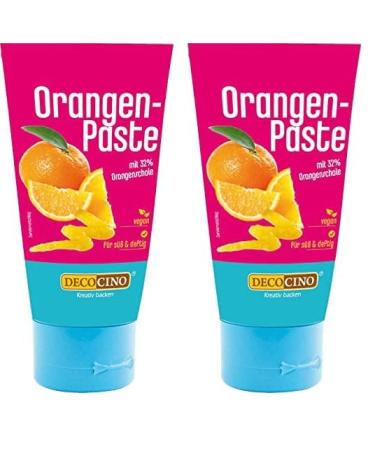 DECOCINO Orange Paste Vegan Natural Flavouring Paste with Grated Orange Peels for Baking Cakes Toppings and Desserts - 1.76 Oz - Pack Of 2
