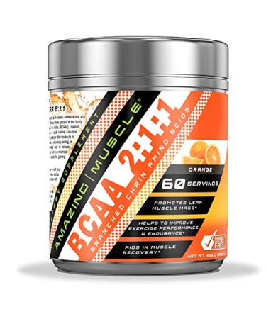 BCAA 2:1:1 Branched Chain Amino Acids Supplement | 6000 Mg Per Serving | Orange Flavor | 60 Servings Orange 60 Servings (Pack of 1)