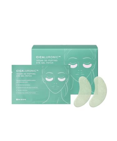 MIZON Cicaluronic Vegan De-puffing Eye Gel Patch 24K Gold & Cica Under Eye Mask Reduces Puffy Eyes Dark Circles and Wrinkles (21 pairs) Centella