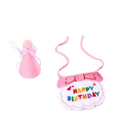 Zhouocea 2 Pcs Cat Birthday Bandana Pink Pet Puppy Birthday Bandana Scarf Party Hat Accessories Cute Birthday Hat for Dog Cat Pet Birthday Party Supplies (Pink)