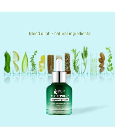 Zone 365 Brightening Serum with Vitamins C & E, Ferulic Acid, Hyaluronic Acid - Correct Skin Imperfections - Buy Online on GoSupps.com