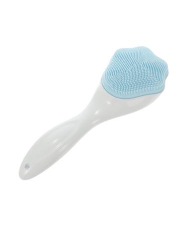 minkissy Silicone Face Brush Face Wash Brush Handle Face Brush Facial Cleansing Brush Silicone Rubber Face Scrubber Face Cleaner Face Brush Cleansing Travel Silica Gel Makeup Remover Soft Blue 15.3x5.2cm