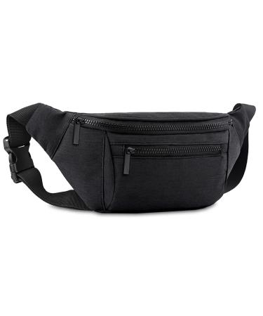 Fanny Pack for Men Women Crossbody Waist Bag Pack Belt Bag for Travel Walking Running Hiking Cycling Easy Carry Any Phone Wallet (Black)