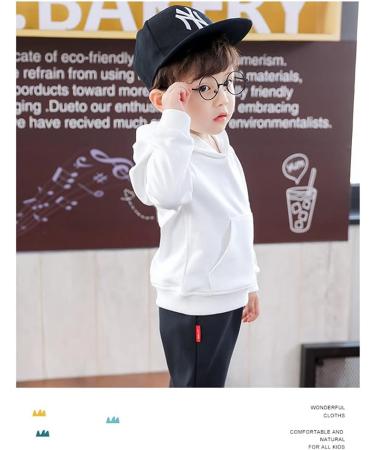 Taigood Kids Hoodie Sweatshirt | Spring Winter Warm Top for Boys & Girls 5-6 Years | White Baby Hoody Jumper - Buy Online on GoSupps.com