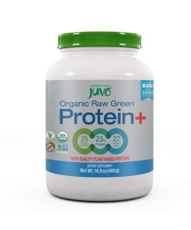Juvo Raw Green Protein Organic, Vegan, Gluten Free, Non-GMO, Kosher, No Stevia, 23g of Protein, Complete Amino Acid Profile, 16.9 Ounce