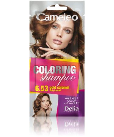 Delia Cosmetics Cameleo Tinted Shampoo - Gold Caramel - Quick and easy color refresh "color by color" - Ammonia and oxidant free - Shampoo sachet - 40 ml