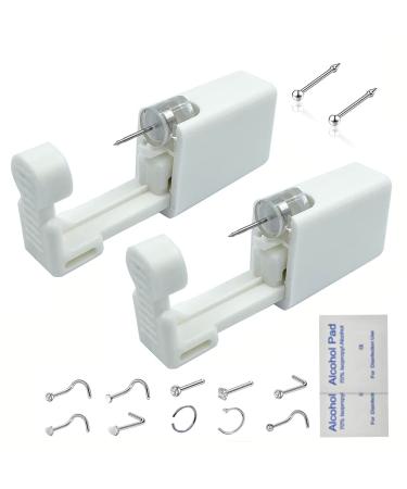 Nose Piercing Kit, 2 Pack Self Nose Piercing Kit, Disposable Self Nose Piercing Kit Safety Nose Piercing Gun Kit Tool with 10 Nose Studs - Buy Online on GoSupps.com