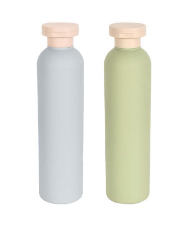 Set 2PCs refillable crushed bottles travel bottle with a hinged lid portable donor bottle outlet -safe empty bottle for shampoo creams lotion bathroom -green+blue (260ml)