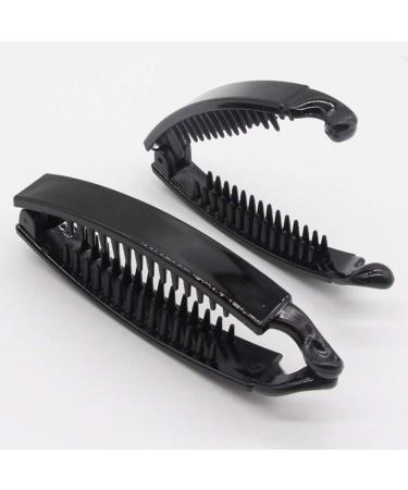 Buy Ayrsjcl 2-Part Plastic Banana Hairpin - Solid Black Wave Hair Clip for Women | Durable ABS Hair Accessories - Buy Online on GoSupps.com