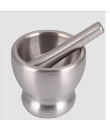 SHAOHUASC Brushed Stainless Steel Mortar and Pestle Pill Crusher Spice Grinder Herb Bowl Pesto Powder Grinder Compatible with Crushing Grinding with Anti Slip Base