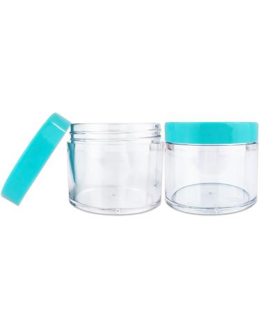 Beauticom 60ml Thick Wall Clear Acrylic Jars - 6 Leak Proof Containers with Teal Lids for Makeup Creams & Cosmetics | International Shipping Available - Buy Online on GoSupps.com