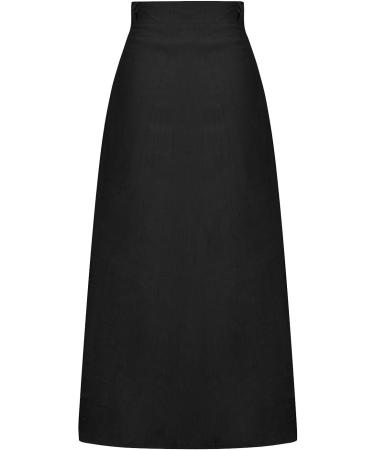 ToddlBy Ladies Summer Solid Cotton and Half Length Slit Hip Midwaist Dress 1920s Plus Size Dresses for Women (Black XL) Black X-Large - Buy Online on GoSupps.com