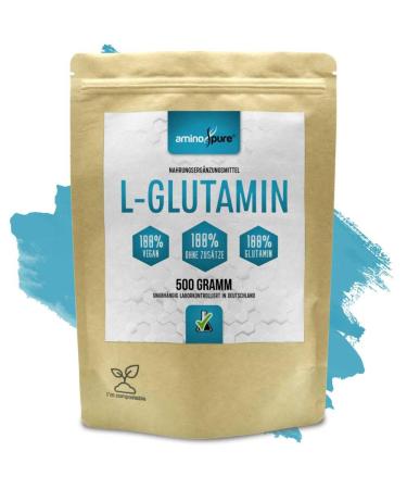 Aminopure |L-glutamine pure pure |obtained by fermentation from corn |100% vegan and without additives |Pollutant tested in the laboratory |500 grams - Buy Online on GoSupps.com