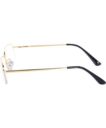 Half Frame Reading Glasses for Men & Women - Metal Rectangular Frame Spring Hinge Glasses Strap Gold 2.5 Diopters - Buy Online on GoSupps.com