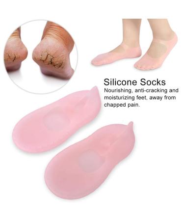 Moisturizing Silicone Gel Socks for Plantar Fasciitis Relief | Anti-Crack Foot Care Tool (L-Rosa) - Buy Online on GoSupps.com