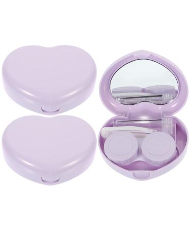 Gleavi glasses 3 sets contact lens container set with mirror compact bearable storage set travel container contact lens box purple mini container violet