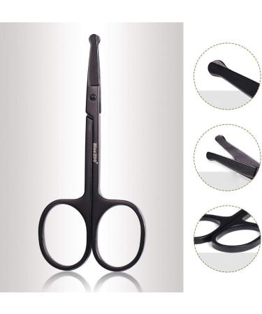 3.5 inch Eyebrow Scissors Facial Hair Mustache Scissors Eyelash Hair Trimming Grooming Scissors Cosmetic Makeup Tool Safety Scissor(Black) - Buy Online on GoSupps.com