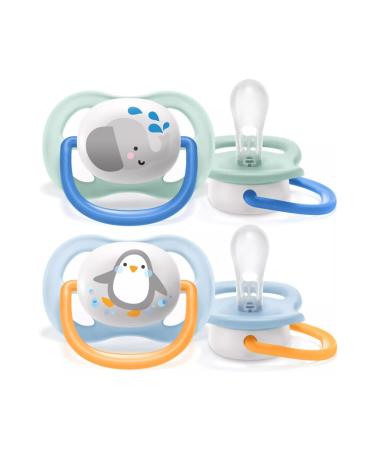 Avent Ultra Air Animals Suction Cup Elephant/Penguin Baby 0-6 Months 2 Pieces