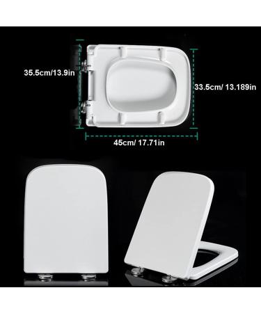 Toilet Seats Soft Close White Loo Lid Quick Release Easy to Clean Bathroom Lid Square Toilet Seats 04D-PP Material (Width 36 Length 44-47) D Little Surprise - Buy Online on GoSupps.com