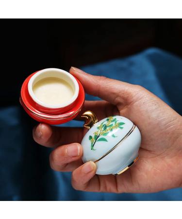 Solid Perfume Floral Scent Fragrance All Natural Ancient Chinese Palace Craftsmanship for Women Girls Long Lasting Travel Friendly with Delicate Ceramic Jar Gift Box (Green) - Buy Online on GoSupps.com