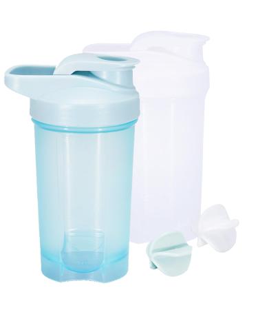 Hiusity Shaker protein shake protein shaker with ball for super creamy fitness protein shakes protein shake cup gym Shaker durable exhaustive odor -neutral shake cup 500ml 500ml white+blue