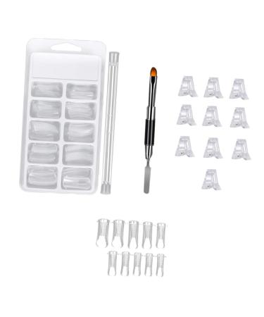 Beaupretty 1 Set Nail Set Reusable Acrylic Nails Gel Nail Forms Quick Building Nail Clip Nail Form Stickers DIY Nail Forms Nail Extension kit Nail Clips Tool Nail Pen White Manicure abs 20x10cm White