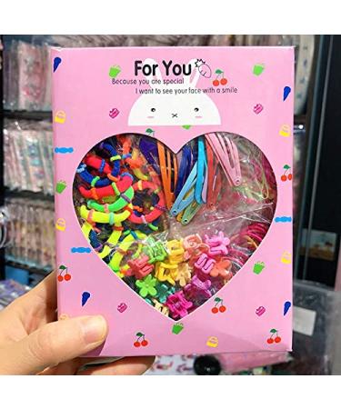 790 pcs Hair Tie Set for Girls - Colorful Ponytail Holders & Ice Cream Hair Clips - Pink Toddler Kids Hair Accessories - Buy Online on GoSupps.com