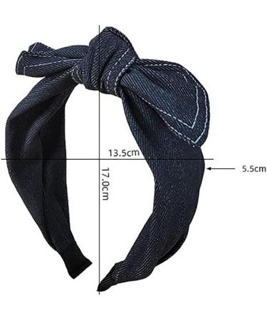 Denim Bow Knot Headband Jean Knotted Hairband Bowknot Hair Hoop Wide Head Band Cross Knot Hair Accessories for Women Blue - Buy Online on GoSupps.com