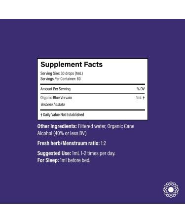 Portland Ashwagandha Farm Blue Vervain Fresh Spagyric Tincture 2oz - Buy Online on GoSupps.com