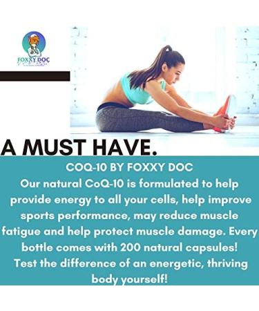 Foxxy Doc CoQ10 200mg - 200 Caps - Non-GMO Supplement for Brain, Heart, Muscle & Cells - Best Price - 6.5 Month Supply - Buy Online on GoSupps.com